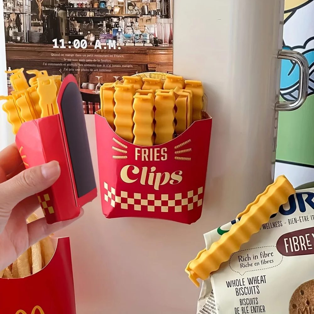 12 Stück Pommes-Frites-förmige Dichtungsclips ? zum Versiegeln von Snacks, Lebensmittelklammern, Gewürz-Dichtungsstreifen für Plastiktüten