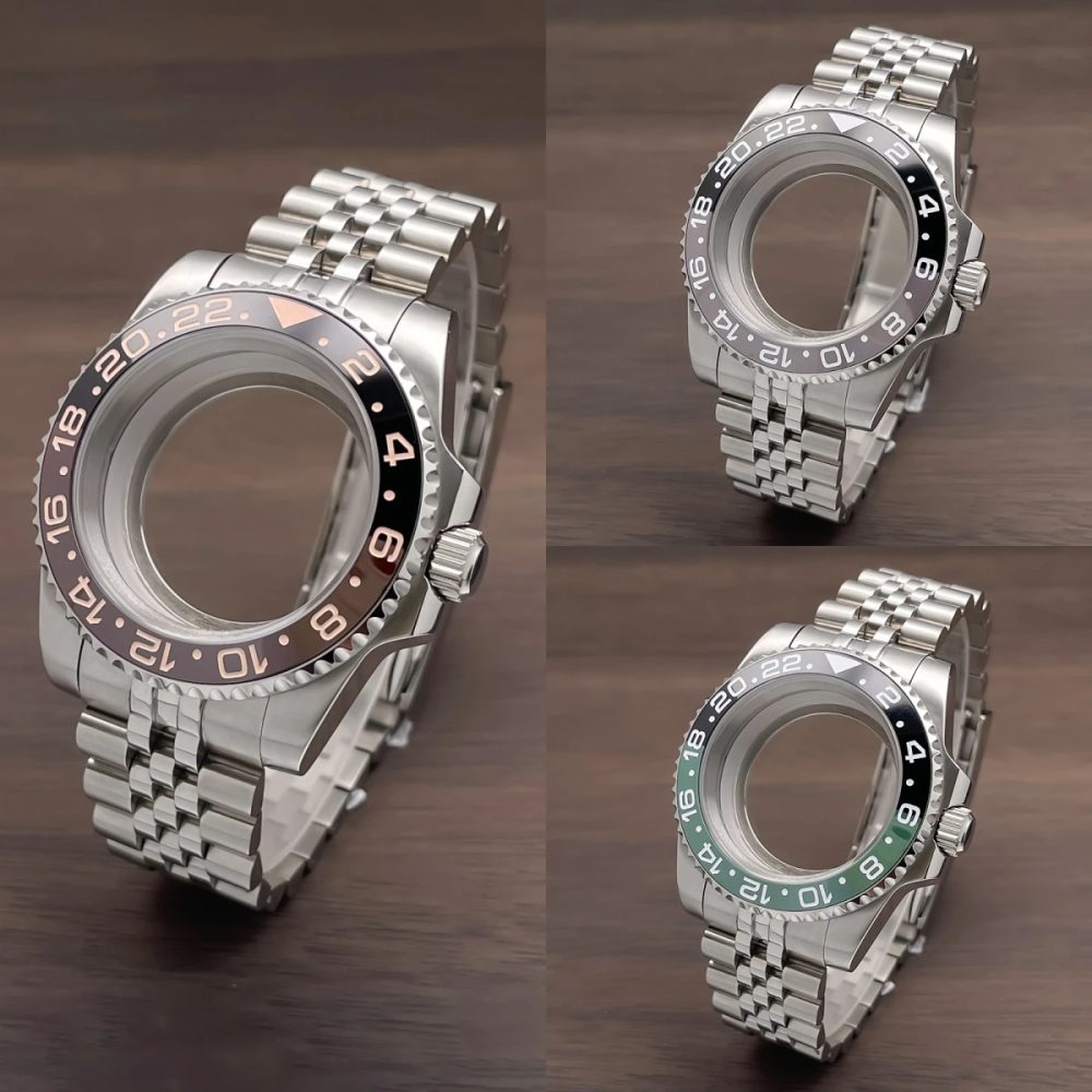 40mm Sub GMT NH35 Gehäuse Jubile Edelstahlarmband Saphirglas für Seik Mod Zubehör NH35 NH36 NH34 Uhrwerk Uhrengehäuse