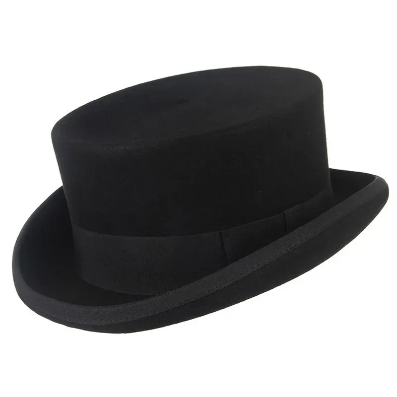 Herren Zylinder Wolle Bowler Hut Derby Hut Herbst Winter Vintage Britischer Stil Jazz Cap Präsidentenhut 11 cm hoher Zaubererhut