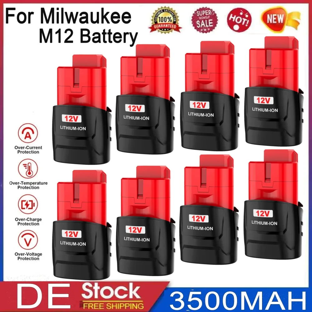 3,5 Ah Für Milwaukee M12 Batterie Ersatz Für Milwaukee 12 V Akkuschrauber Elektrowerkzeuge 48-11-2430 48-11-2411 48-11-2401