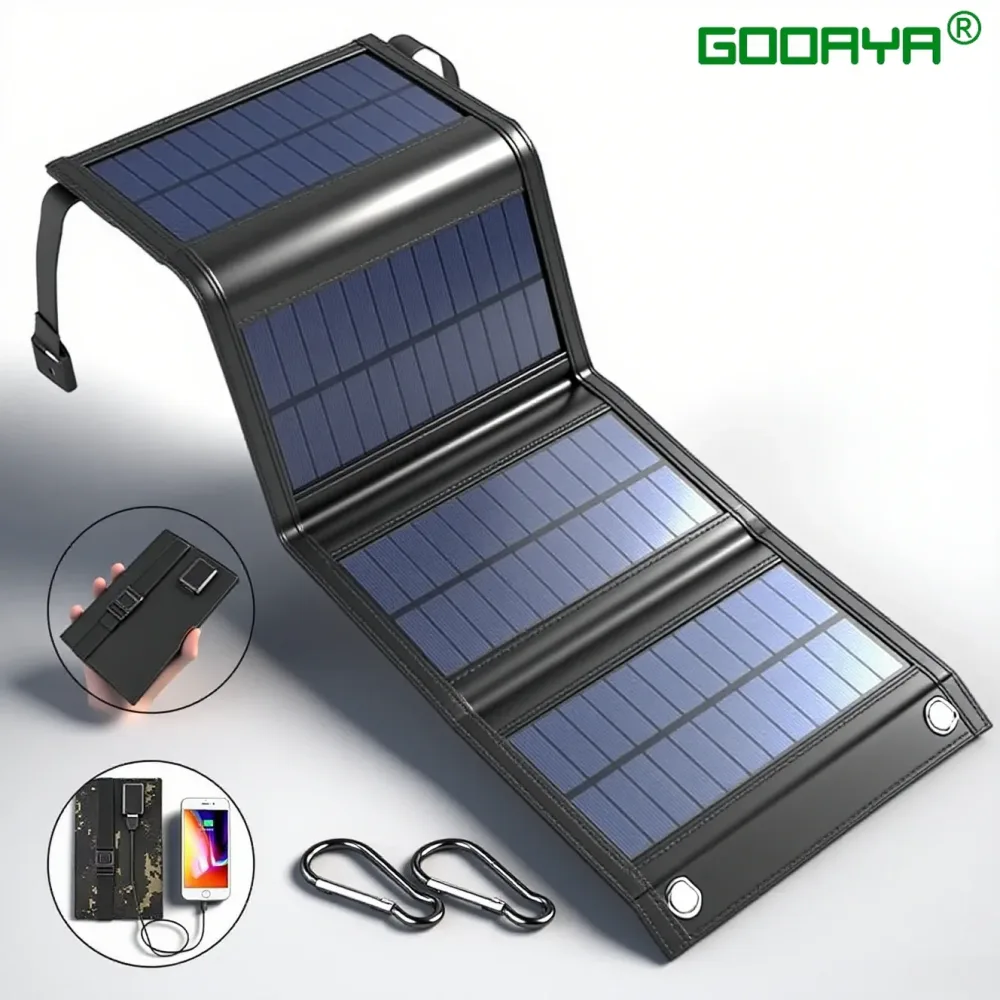 4-fach 100 W faltbares Solarpanel 20 W/h tragbare Solarmodule Schnellladegerät USB 5 V DC Vollzeit-Solarpanel mobile Stromversorgung