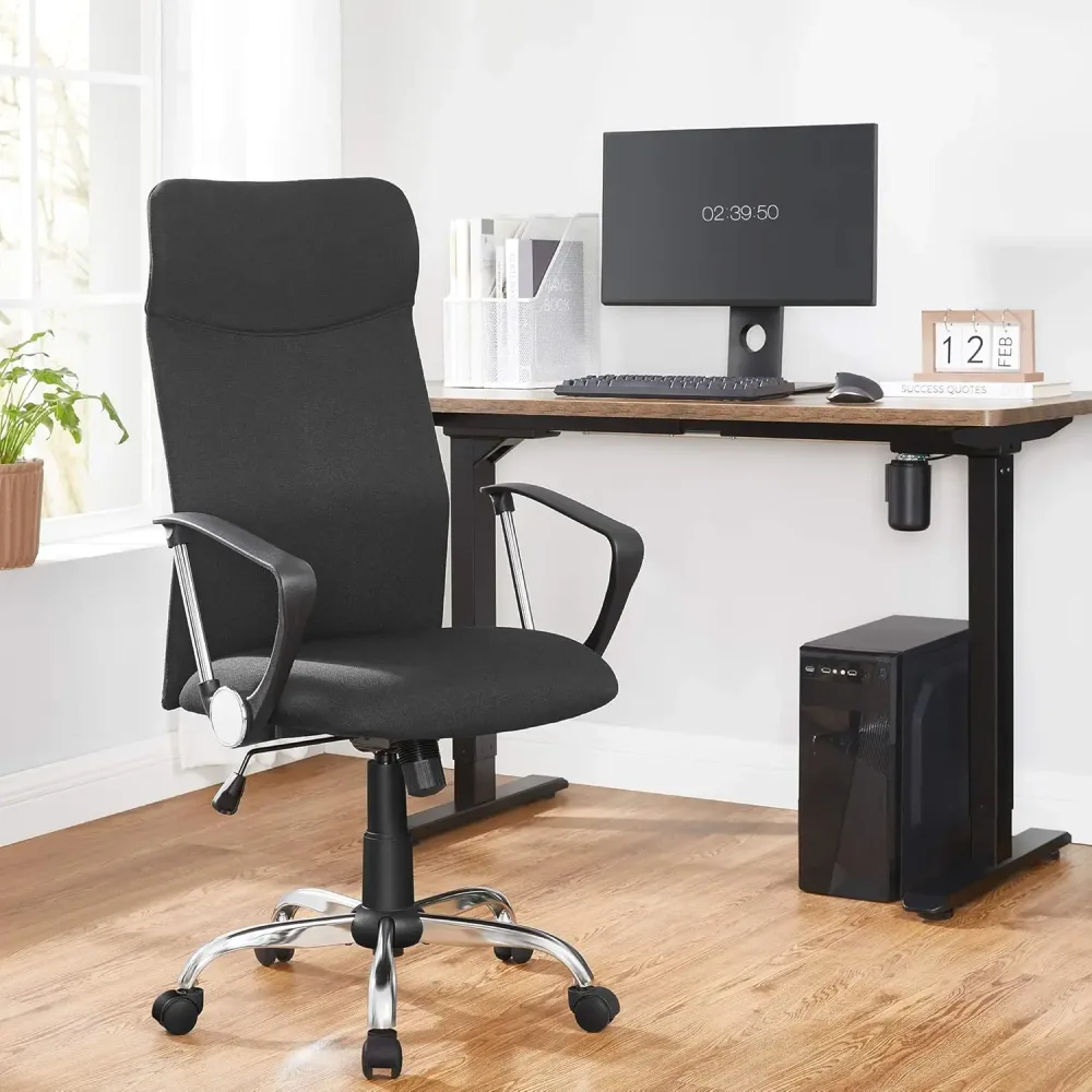 SONGMICS Bürostuhl, ergonomischer Schreibtischstuhl, Drehstuhl, gepolsterter Sitz, Stoffbezug, höhenverstellbar und neigbar