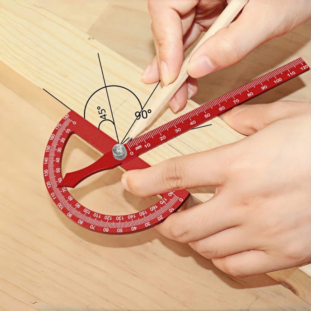 Winkelmesser-Winkelmesser aus Aluminiumlegierung, multifunktionales Winkelmesser-Holzbearbeitungslineal für hochpräzise Winkelmessung