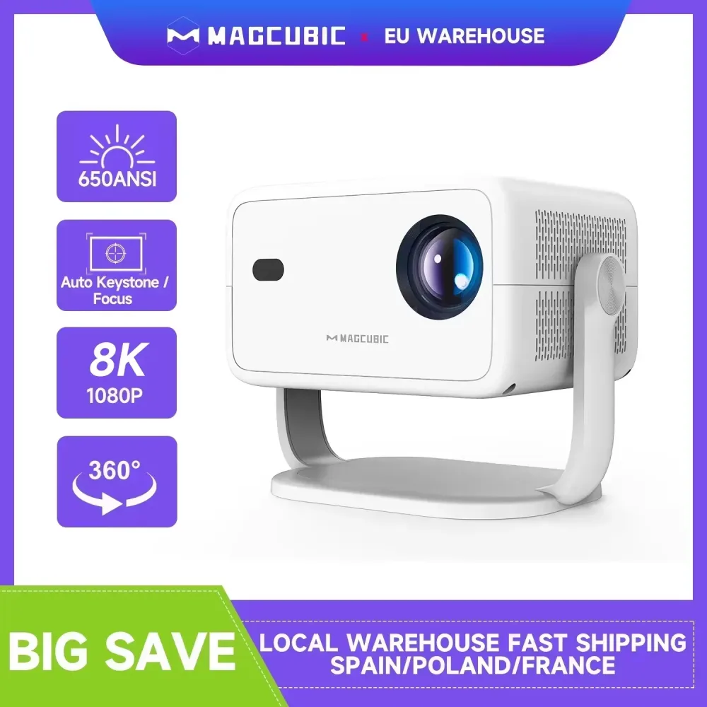 Magcubic Native 1080P 650ANSI 8K Android14 L018 Projektor mit automatischer Keystone-Korrekturfokus Wifi6 BT5.4 Tragbarer Film im Freien