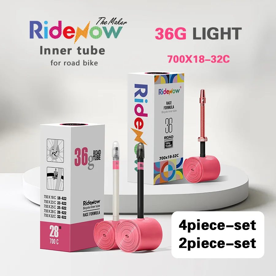 RideNow 700x18-32c Rennrad Ultraleicht 36g TPU Schlauch Kunststoff/Legierung Ventilschaft 2/4 Stück Set