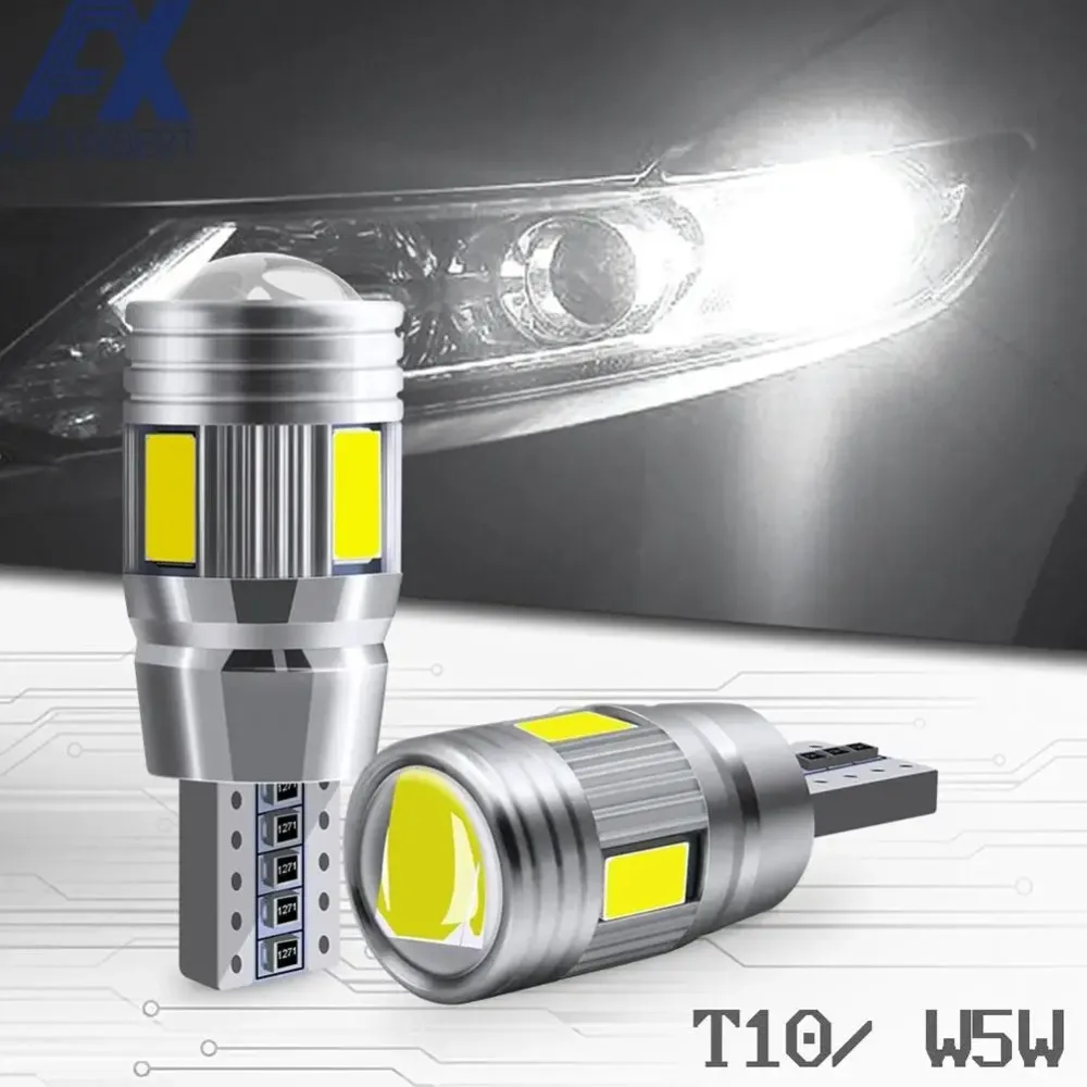 2x Auto T10 Led-lampe W5W 194 LED Signal Licht 12V 6000K Stamm Lampen Auto Keine Seite 10SMD 5630 Claerance Fehler Keil X2N9