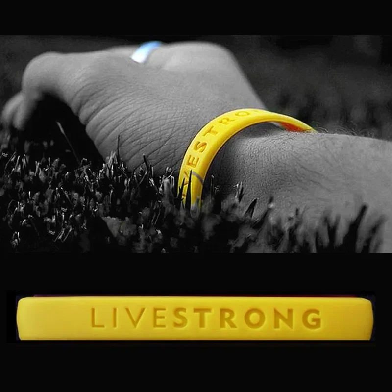 2 Stück LIVE STRONG Hologramm-Silikonarmbänder für Männer und Frauen, Power-Gummiband-Armband, Outdoor-Sport-Armreif, Zubehör, Gelb
