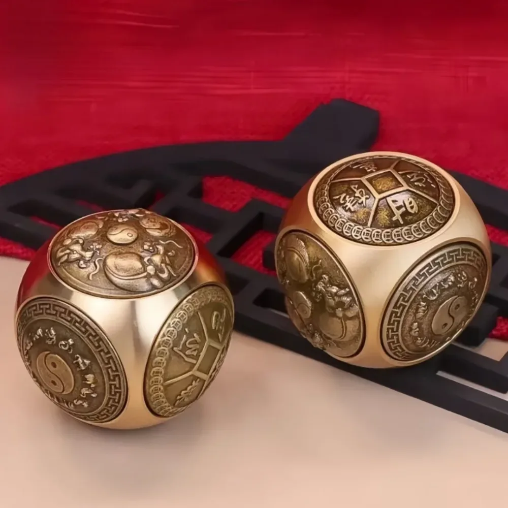 Rotierender sechsseitiger chinesischer Glücksmünzen-Spinner, Zappelspielzeug, Stress-Angst-Linderung, sensorisches Fokus-Werkzeug für Geburtstag, Weihnachten, Geschenk