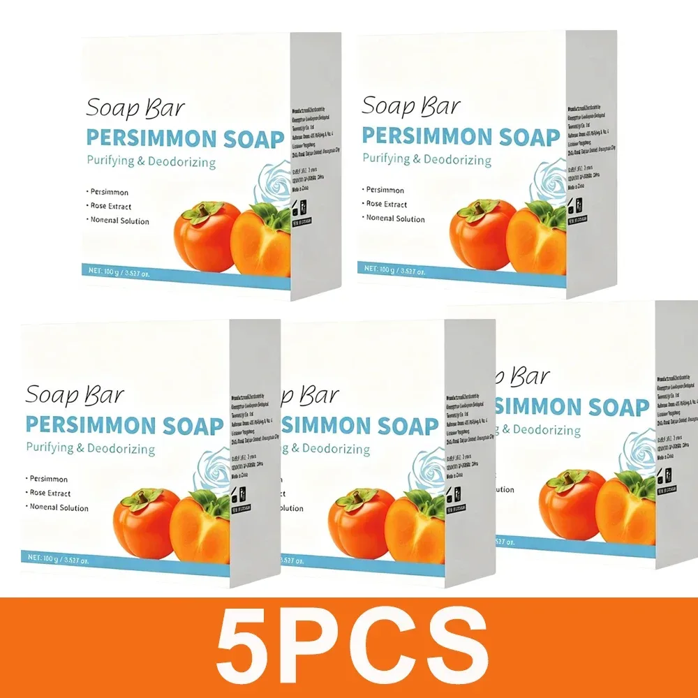 Persimmon Soap Bar, japanischer Persimmon- und Grüntee-Extrakt für Männer und Frauen, sanft auf allen Hauttypen, desodorierende Seife, Rosenduft
