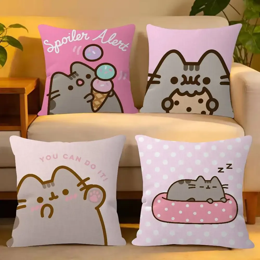 Niedlicher P-PusheenS Cartoon-Kissenbezug, dekoratives Kissen, Sofa, Heimdekoration, Kissenbezüge