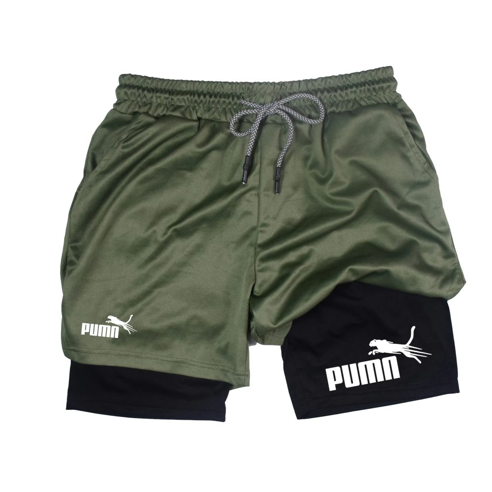 Sommer atmungsaktive Zwei-in-Eins-Doppelschicht-Shorts elastische Kompressionsshorts für Herren schnell trocknende multifunktionale Shorts M-3XL