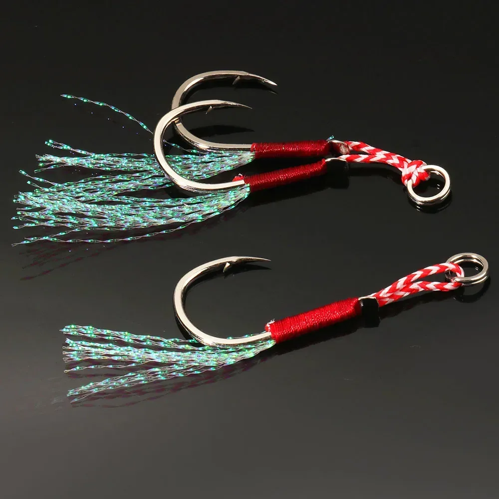 Cast Jig Assist Haken 10 Teile/los High Carbon Stahl Winkel Stacheldraht Gewinde Feder See Angelgerät Langsam Jigging Meer Pesca Angelhaken