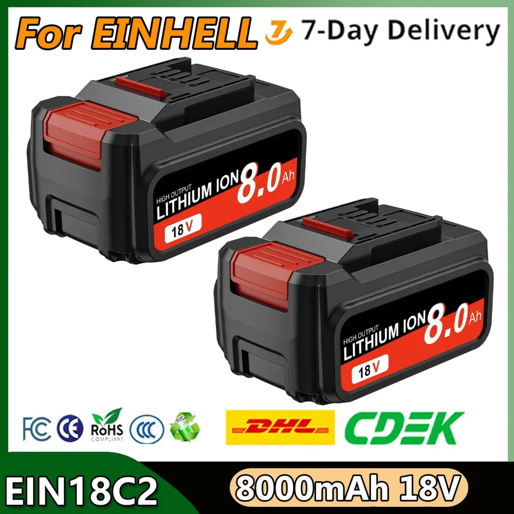 Für EINHELL EIN18C2 18V 8000mAh Li-Ionen-Akku Power X-change PX-BAT4 PX-BAT52 4511396 4511437 AXXIO GE-LC 18 Li
