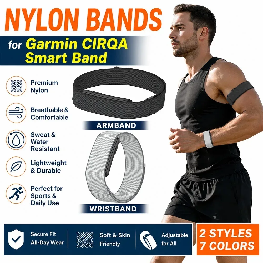 Premium-Nylon-Bizeps-Armband/Handgelenksband für Garmin CIRQA Smart Band Armband Fitness-Tracker-Armband für Garmin CIRQA Smart Band Zubehör