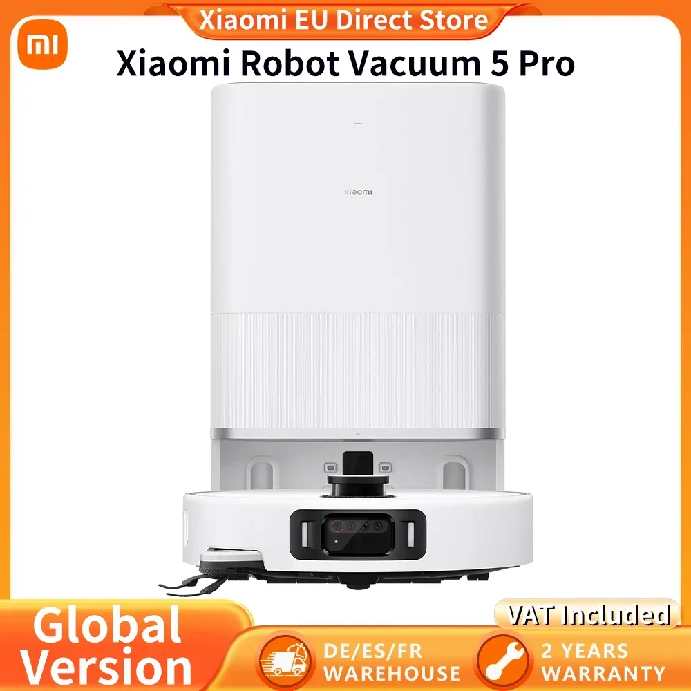 Globale Version Xiaomi Robot Vacuum 5 Pro (X20+-Upgrade) AI-Kamera-Identifizierung 200 Arten von Hinderniserkennung Heben und niedrigen LDS reinigen und tief in niedrigen Räumen HD-Video Einweganrufe