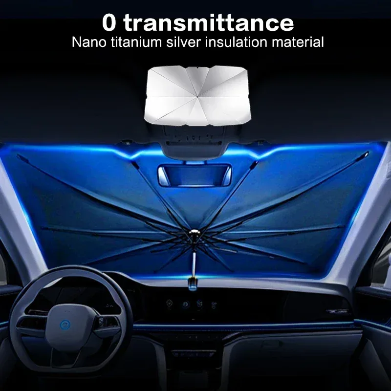 Auto Sonnenschirm Regenschirm-stil Front Glas Silber Kleber Sonnenschutz Wärmedämmung Tuch Uv-beständig Klapp Regenschirm Werkzeuge Amagi