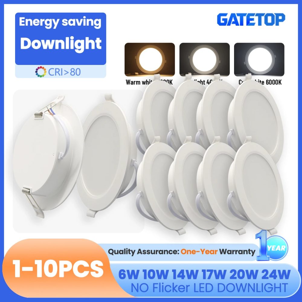 1-10 teile/los Einbau Led Downlight Runde Leds Panel Licht 120V 220V 3000K-6000K 10W 20W 24W Spot für Foyer Innen Beleuchtung