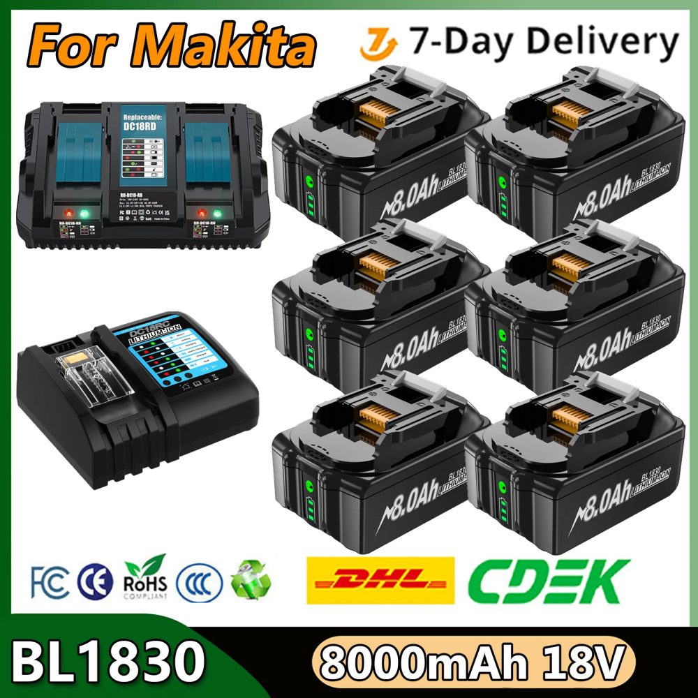 Für Makita BL1830 Batterie 18V 8000mAh Batterie BL1830 BL1815 BL1860 BL1840 Werkzeug Akku Mit 6A Ladegerät