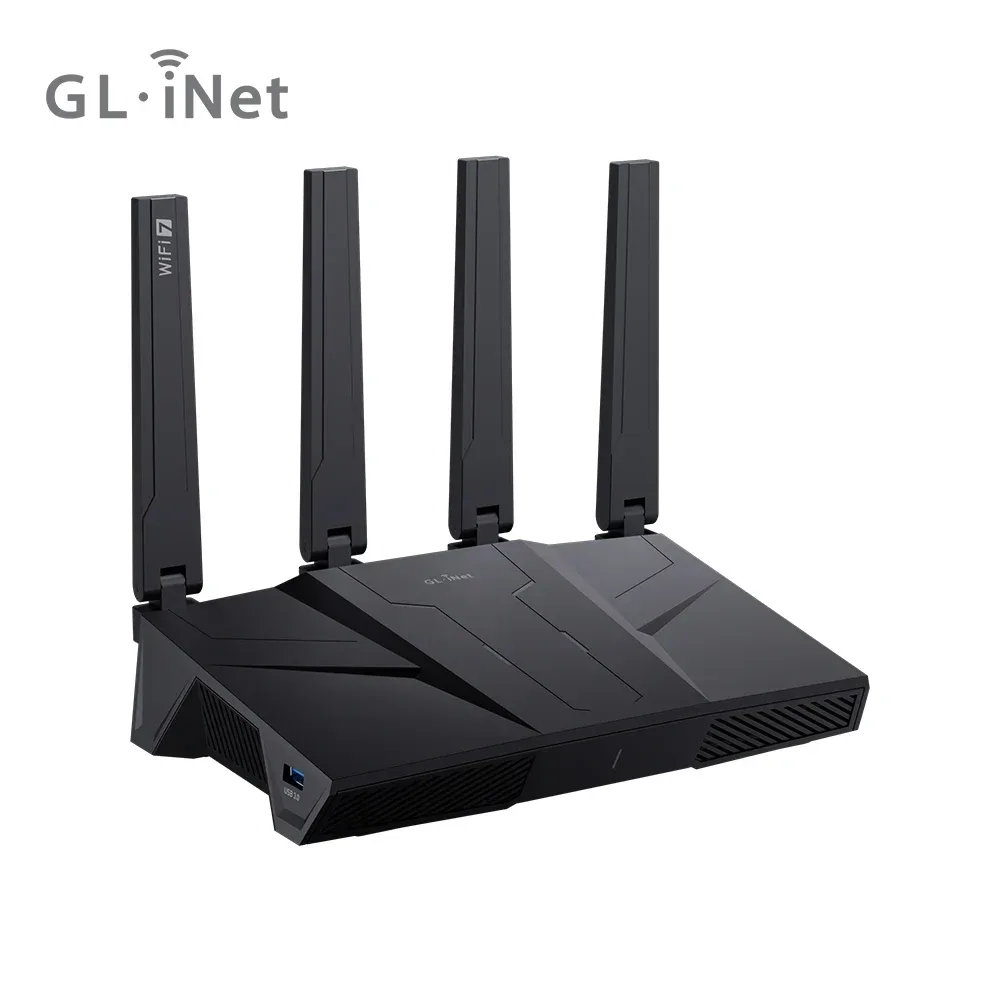 GL.iNet GL-BE9300 Flint 3 Tri-Band Wi-Fi 7 Router für drahtloses Internet, 5 x 2,5G VPN-Router, Hochgeschwindigkeits-Gaming-Router mit großer Reichweite, 6GHz Heim-WLAN-Router, 9 Gbps