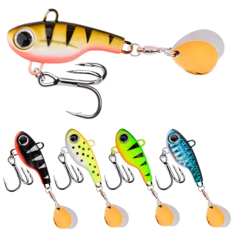 1 stücke Neue Ankunft Metall VIB Angeln Locken 5g-25g Spinner Sinking Rotierenden Löffel Pin Crankbait Doppel pailletten Köder Angelgerät