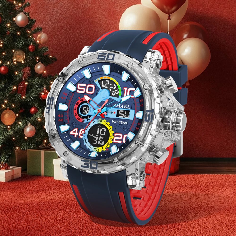 SMAEL 8136 50M wasserdichte Militäruhr für Herren ? LED-Hintergrundbeleuchtung, Alarm, Chronograph, Stoppuhr, stoßfest, für den Außenbereich