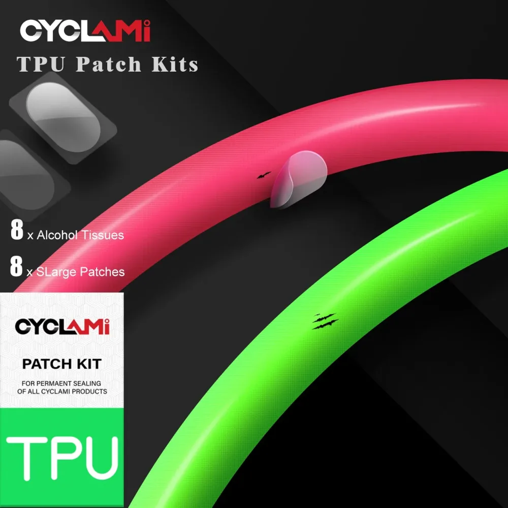 CYCLami Bike Innenrohr Reifen Patch Patchen werkzeuge Reparatur Kit 8 stück Straße MTB Folding Fahrrad TPU Material Leistungsstarke Kleber-freies