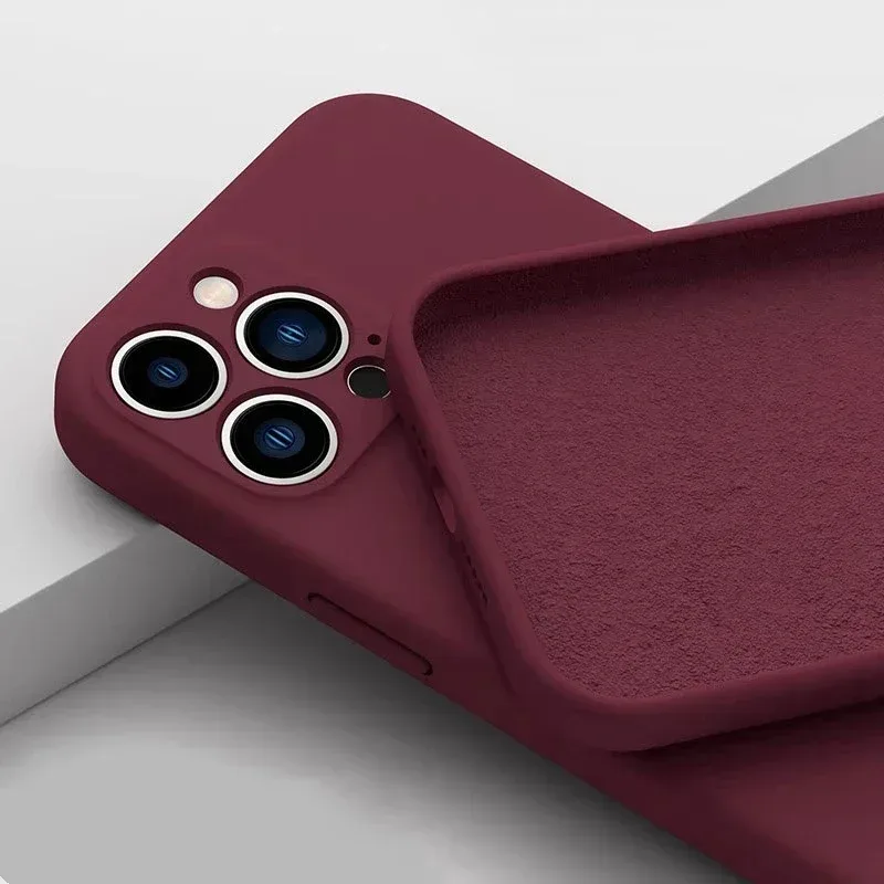 Luxuriöse Original-Handyhülle aus Flüssigsilikon für iPhone 18, 17, 16, 15, 14, 13, 12 Pro Max Plus, weiche Stoßfänger-Rückseite
