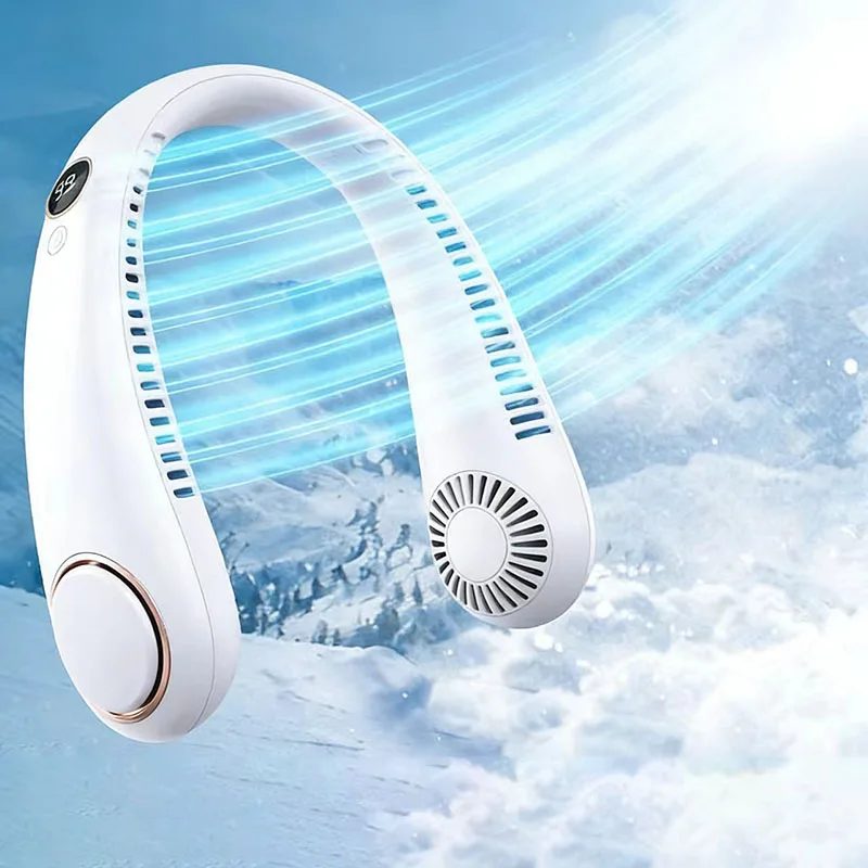 Neuer Mini-Nackenventilator, tragbarer, blattloser Nackenventilator, USB-wiederaufladbarer Luftkühler, 5 Geschwindigkeitsstufen, Sommer-Sportventilator, Outdoor-Sportventilator