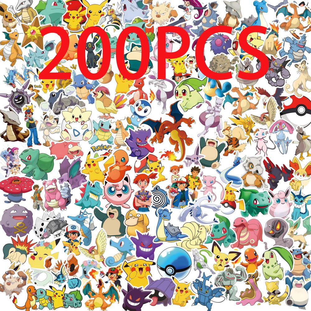 50/100/200 Stück Pokemon Anime Aufkleber Pikachu Kawaii Aufkleber Laptop Koffer Skateboard Gitarre Telefon Cartoon Kind Geschenk Spielzeug
