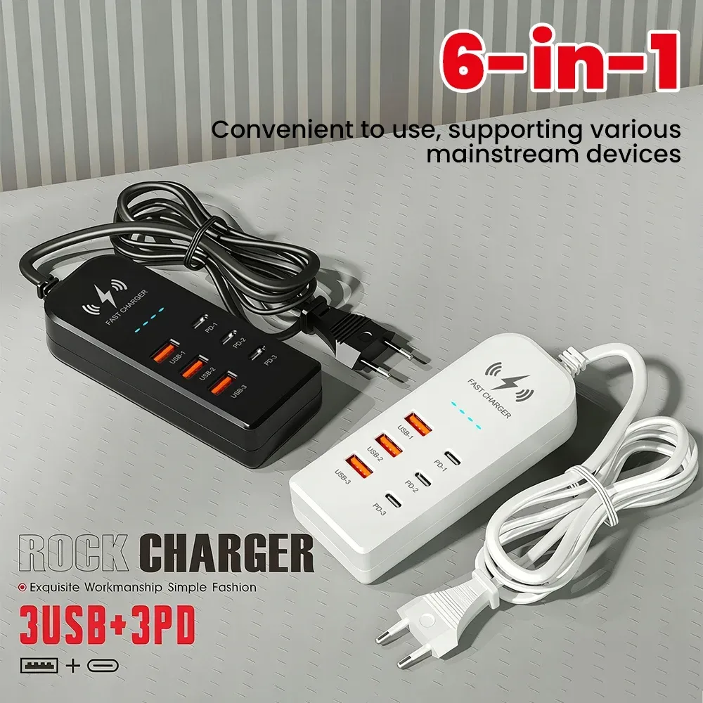 3USB 3Typ-C Ladegerät Steckdosenleiste Universelles Schnellladegerät EU/US-Stecker Telefonladegerät Adapter Elektrische Steckdose Verlängerungskabel