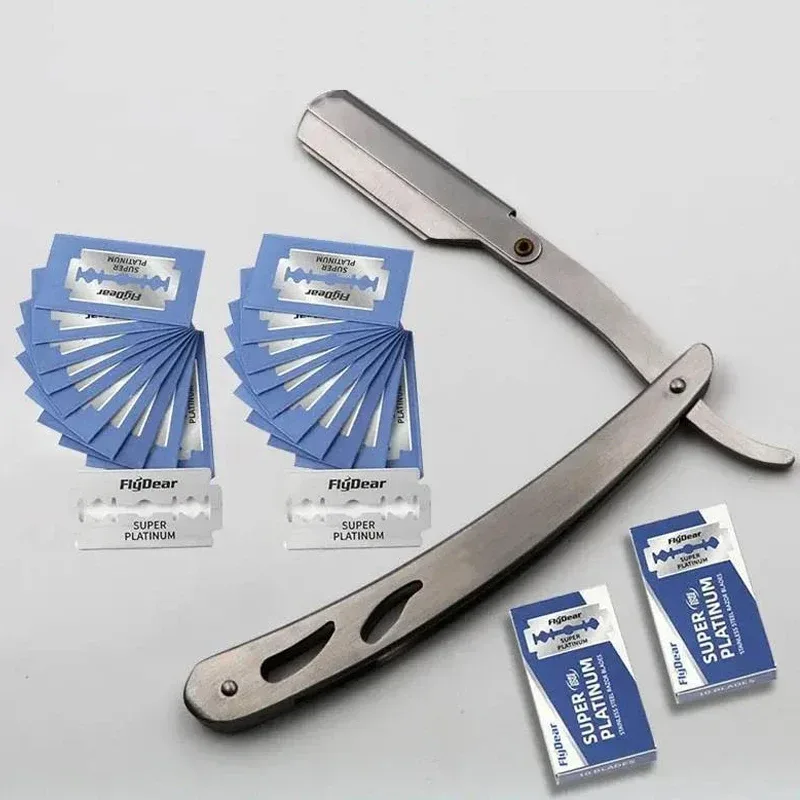 Vintage Rasiermesser Edelstahl Klappmesserhalter Herren Gesichtsrasierer Friseur-Rasierwerkzeug