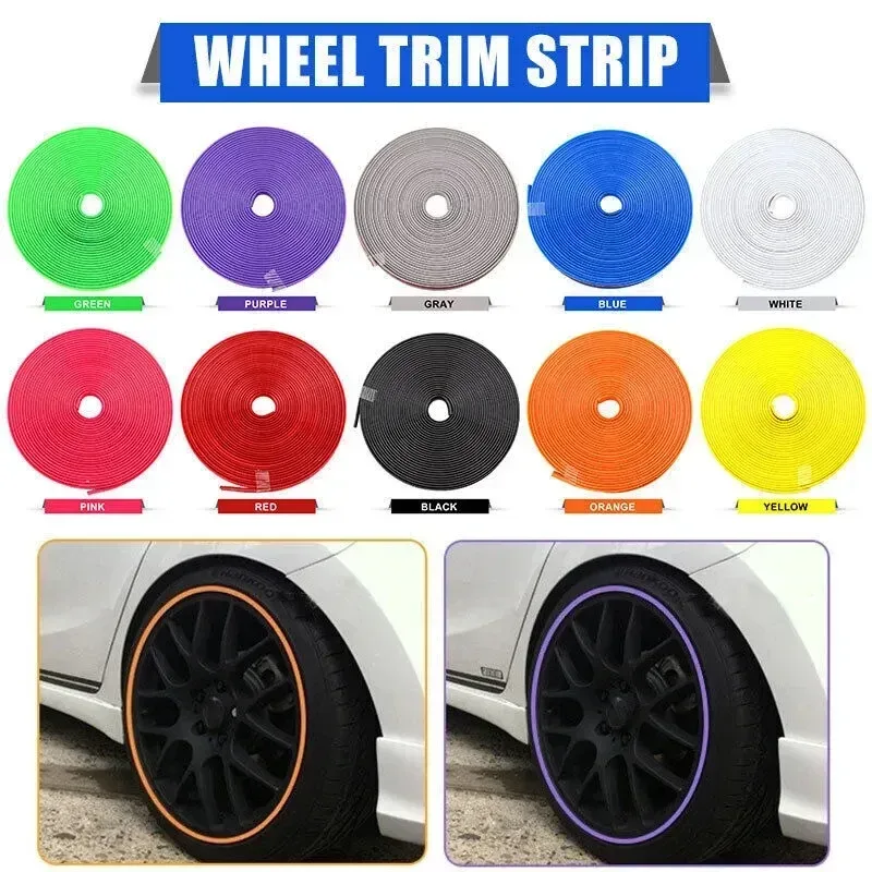 4/8M Roll Felgen Klingen Auto Fahrzeug Farbe Rad Felgen Protektoren Dekor Streifen Reifen Schutz Linie Gummi Mounding trim Reifen Schutz Linie