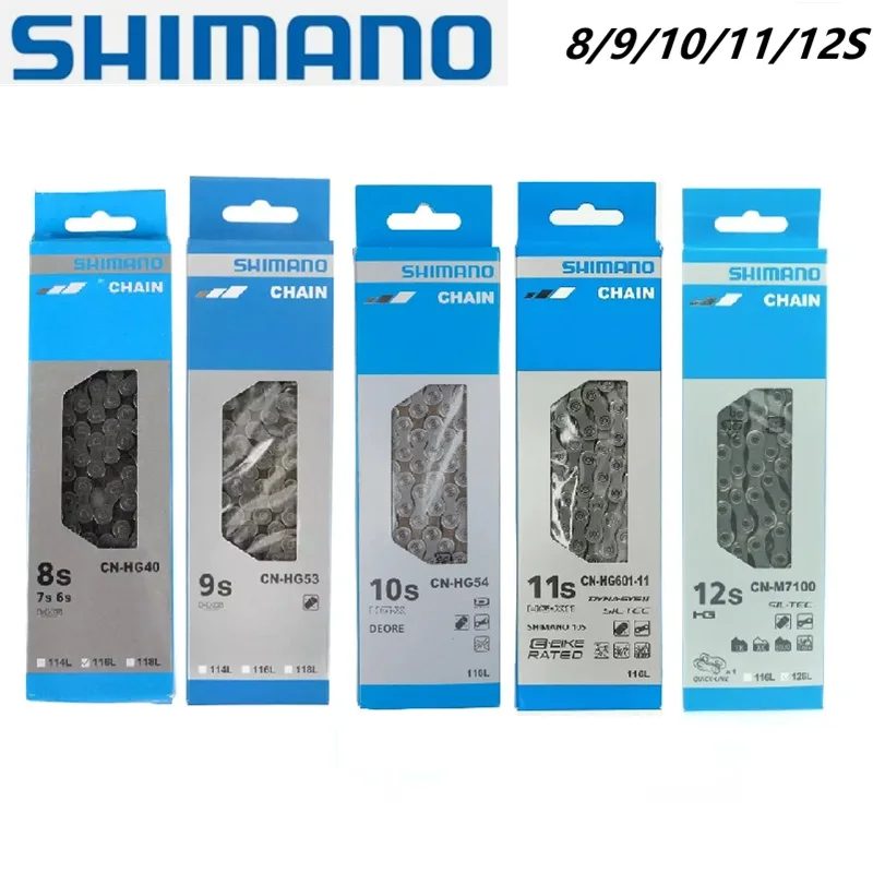 SHIMANO Fahrradketten 6/7/8/9/10/11/12-fach Ketten 116L 118 126 Glieder für Rennräder Original MTB-Kette mit Magic-Link