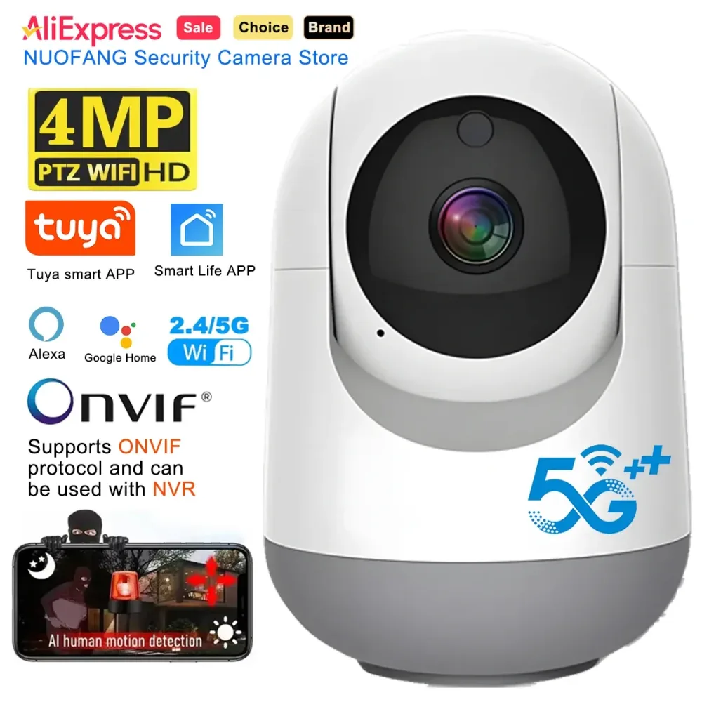 4MP Tuya WLAN-Kamera, 2,4/5G Dual-Band Innen-WLAN-IP-Kamera mit KI-Erkennung & Auto-Tracking, Smart Home Sicherheits-Babymonitor
