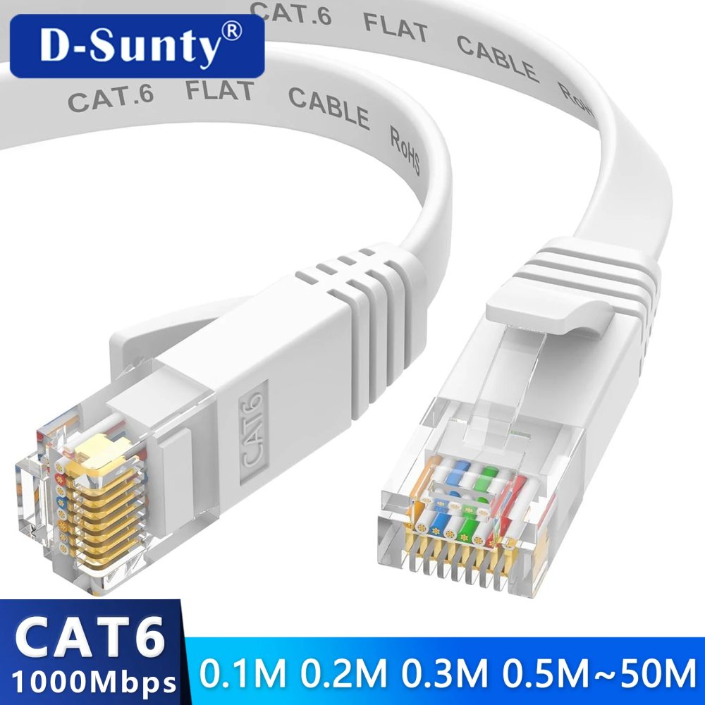 0,1 m 0,2 m 0,3 m 0,5 m 50 m Cat6 kurzes Ethernet-Kabel flaches RJ45-Computer-Internet-LAN-Netzwerk-Ethernet-Patchkabel