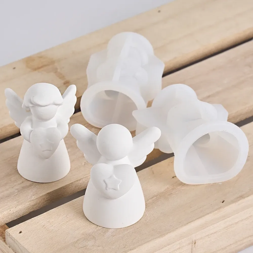 Herz Flügel Engel Silikon Duftkerze Form DIY Mädchen Skulptur Gips Home Decor handgemachte menschliche Harz Form für Geburtstagsgeschenke
