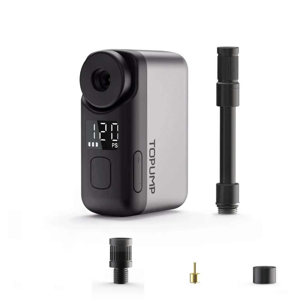 TOPUMP TB2 PRO Mini tragbare elektrische Pumpe für Fahrrad, kabelloser Reifenfüller, 120 PSI, max. 450 mAh Akku mit Bildschirm, schnelles Aufladen