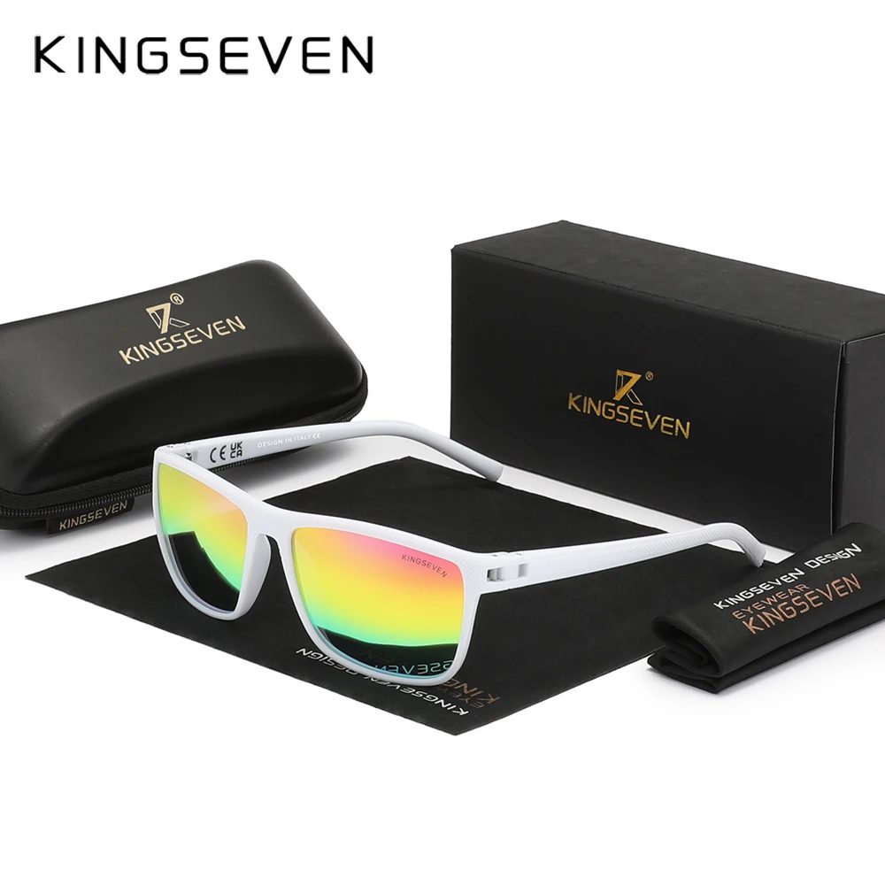 KINGSEVEN Neue polarisierte Sonnenbrille für Damen, klassisch, quadratischer Rahmen, Sonnenbrille für Herren, Outdoor-Reisen, 755