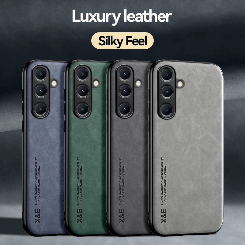 Luxus Leder Ultra Dünne Telefon Fall Für Samsung Galaxy S26 S25 S24 S23 S22 S21 Ultra Plus Seidige Gefühl Soft cover Für Auto Halter