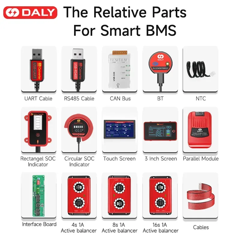 Daly Smart BMS Zubehör WIFI Bluetooth USB zu UART RS485 Kabel CANBUS Power Board Touch LCD Bildschirm 3s 4s 10s 13s 14s BMS