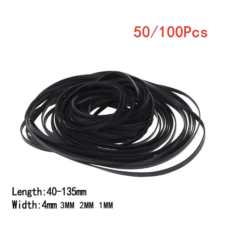 50/100pcs 1/2/3/4mm Breite Universal Mix Kassette Maschinen gürtel sortiert flachen Gummiband für CD-DVD-Recorder Walkman