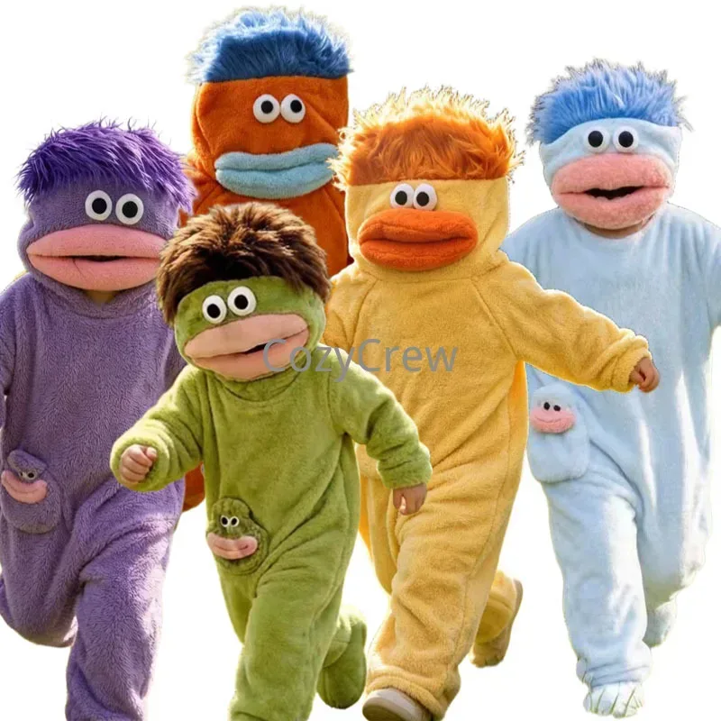 Kinder Großmaul-Monster Onesie Pyjama Flanell Fleece Cartoon Tierkostüm Kinder Warmer Kapuzen-Jumpsuit Schlafanzug Hausanzug