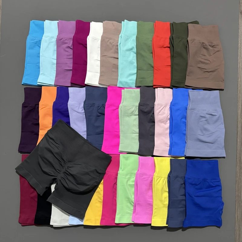 Histello Sport-Shorts, 11,4 cm, nahtlos, für Damen, Yoga-Leggings, niedrige Taille, Scrunch-Body-Strumpfhose, Laufen, Fitness, kurze Workout-Gymnastik-Shorts