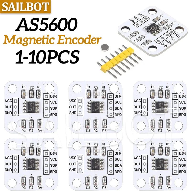 AS5600 Magnetischer Encoder 12bit 3,3 V Hochpräzises magnetisches Induktionswinkelmesssensormodul