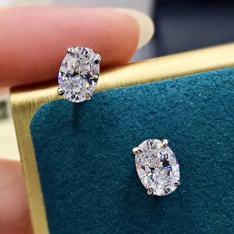 CAOSHI Einfache glänzende ovale CZ-Ohrringe für Damen, anmutige Dame, vielseitige Accessoires, klassische Eleganz, Damenschmuck
