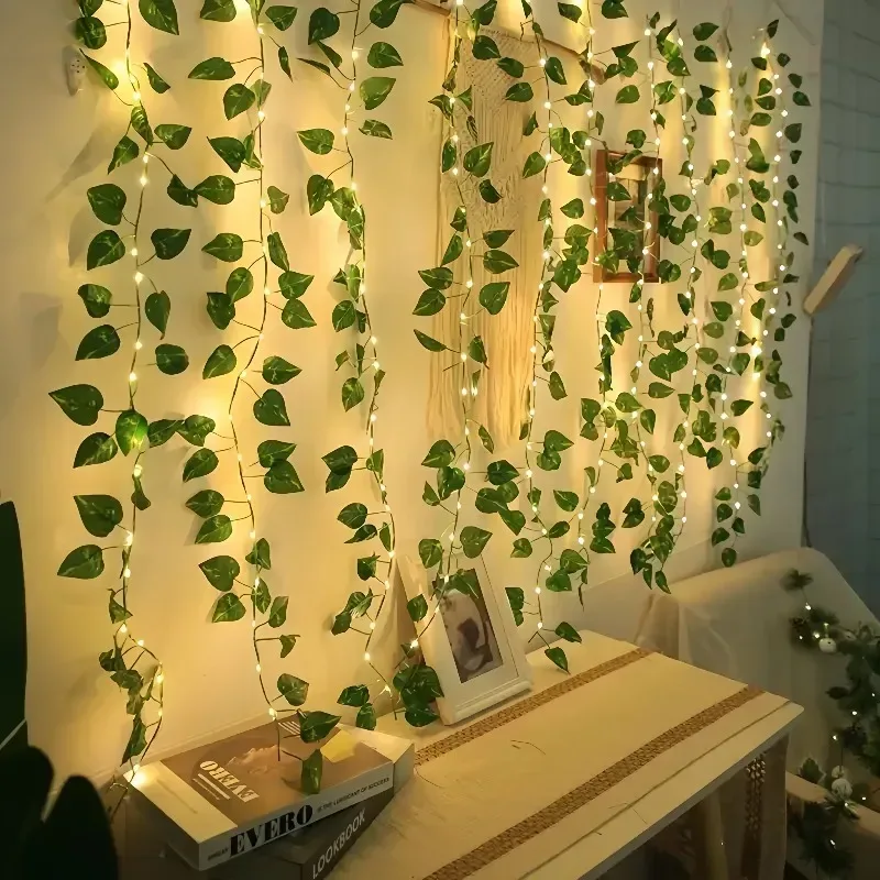 Grüne Blatt-Lichterkette Efeu-Blatt Feenlichter für Schlafzimmer Party Festival Hochzeit Geburtstag Weihnachten Valentinstag Dekoration