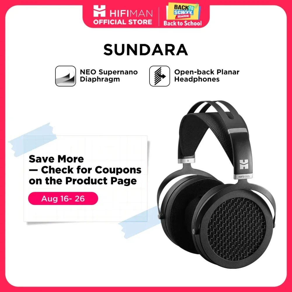 HIFIMAN SUNDARA Over-Ear-Over-Ear-Magnetkopfhörer in voller Größe (schwarz) mit High-Fidelity-Design und Metallgehäuse
