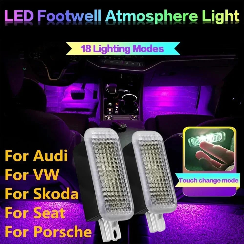 Neue LED Auto RGB Fußraum Lampe Innen Dekoration Atmosphäre Licht Dekorative Für Audi VW Skoda Seat Porsche Auto Zubehör