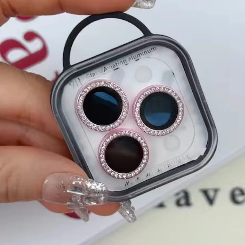 2-3 Stücke Glitter Diamant Kamera Objektiv Schutz Für IPhone 16 17 Pro Max Zurück Mini Abdeckung Objektiv Ring glas Für IPhone 16 Plus