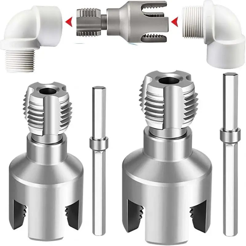 Rohrgewindeschneidewerkzeug, integriertes Werkzeug zum Einfädeln von Innen- und Außenrohren, elektrische Bohrmaschine, kompatibles PVC-Rohreinfädler-Set